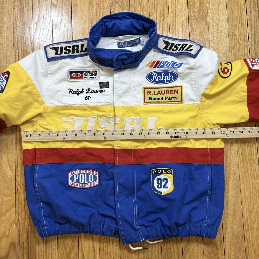Polo Ralph Lauren USRL Racing NASCAR Canvas Bomber Jacket Size Medium Multicolor - Picture 6 of 15